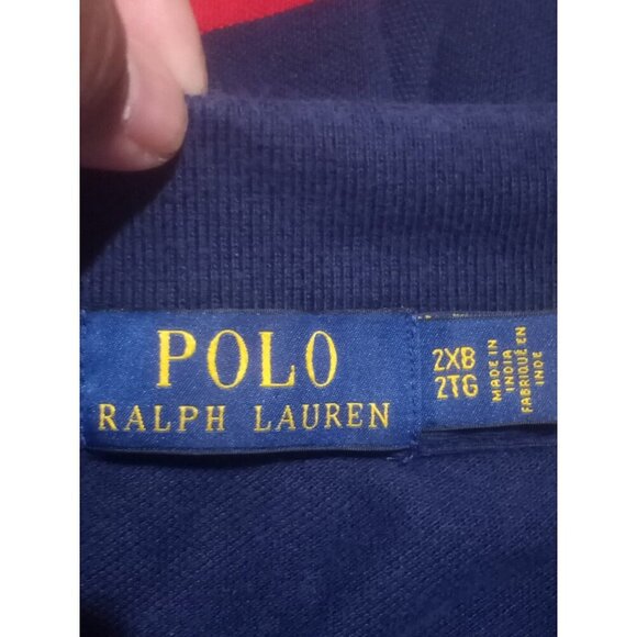 Polo by Ralph Lauren Men’s Navy Striped SS Polo Shirt Sz 2XB BIG - Picture 9 of 13